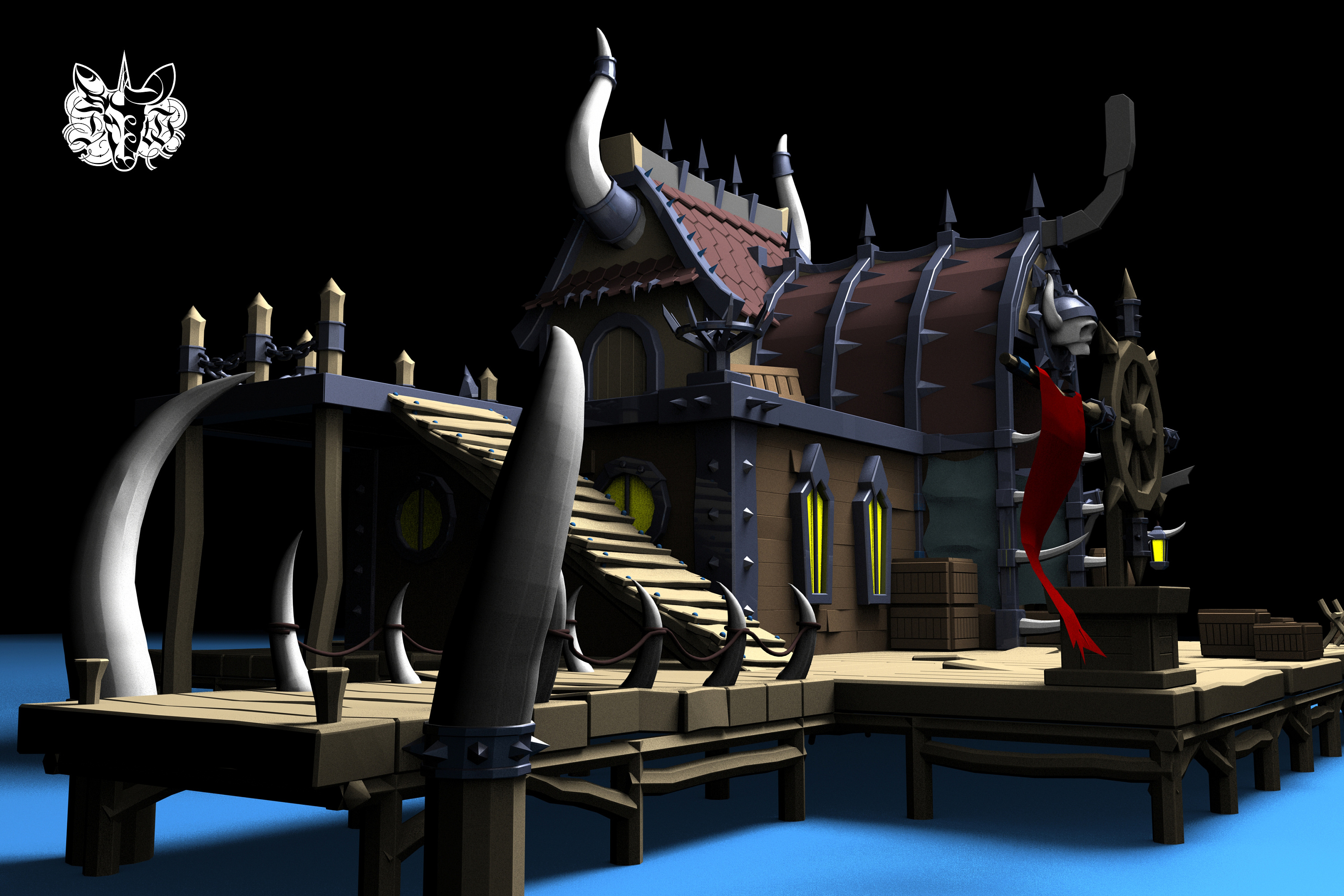 vikings dock-维京人的码头-3d建模练习|三维|场景|liurenpei - 原创