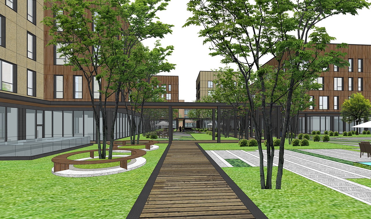 现代产业园办公楼SU模型下载