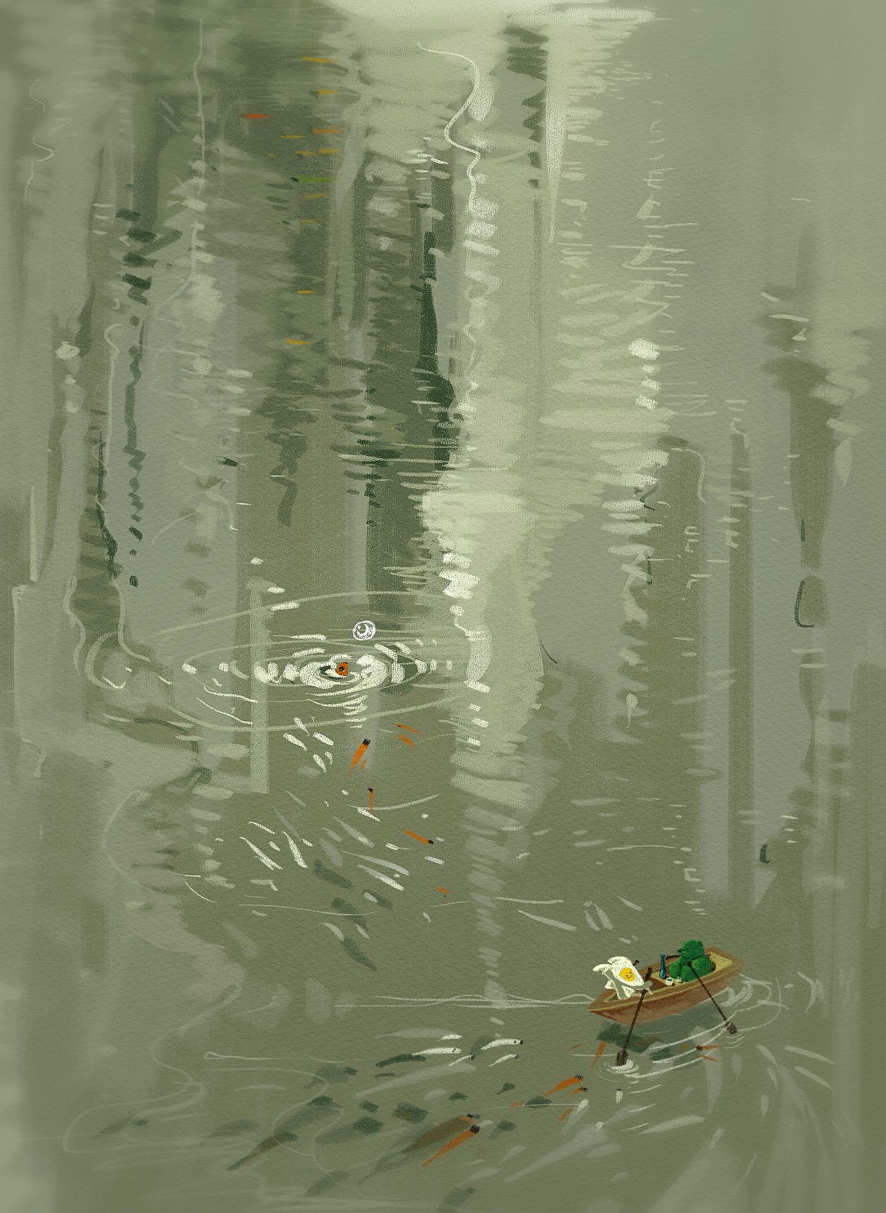 遇到一条鱼（图ZMzQ3MzUxMDk2） - 绘本 - 站酷设计师绿肥肥原创素材 - 站酷ZCOOL