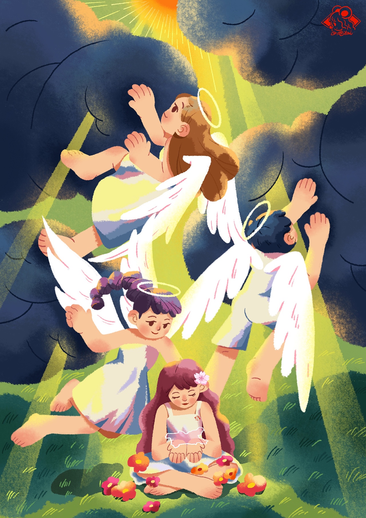 穿过乌云的阳光更加绚烂,又见94盛开|插画|创作习作|白鸠real