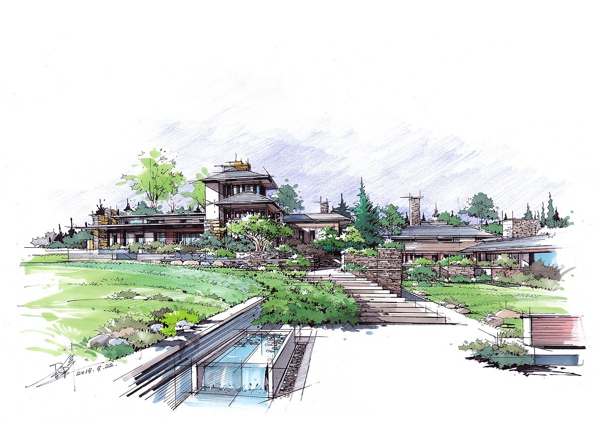 杜健景观手绘作品(卓越手绘)