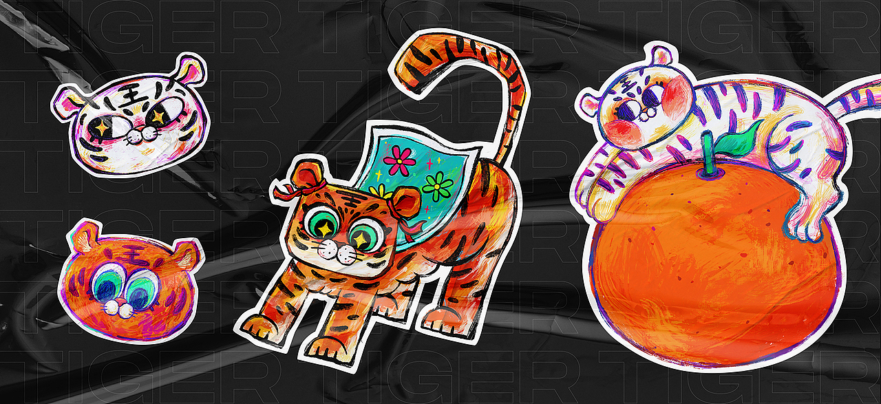 虎年行大运 l Happy Everyday（图ZMjk2NTY4OTY0） - 创作习作 - 站酷设计师天然小卷子Shiki原创素材 - 站酷ZCOOL