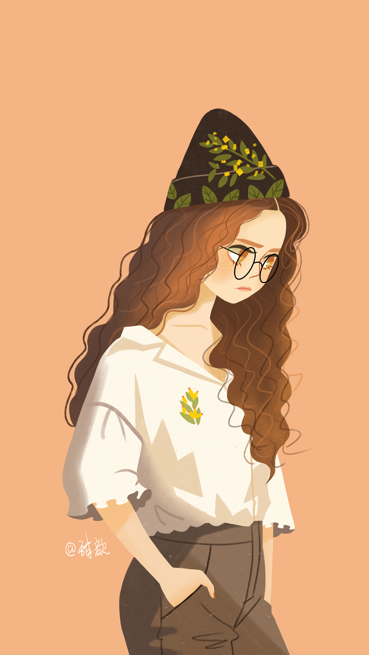 森女系女孩手绘插画