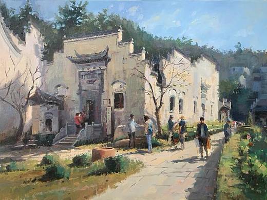 夏宇航油画《婺源初春的村落》
