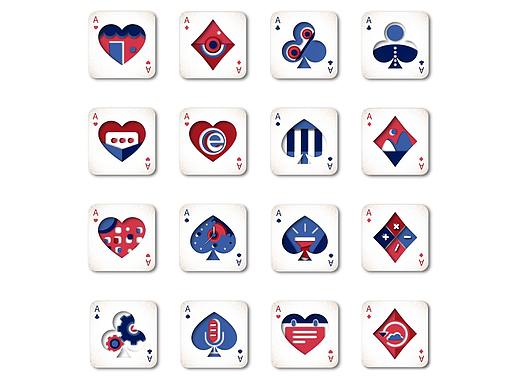 手机icon设计-复古扑克牌+剪纸元素