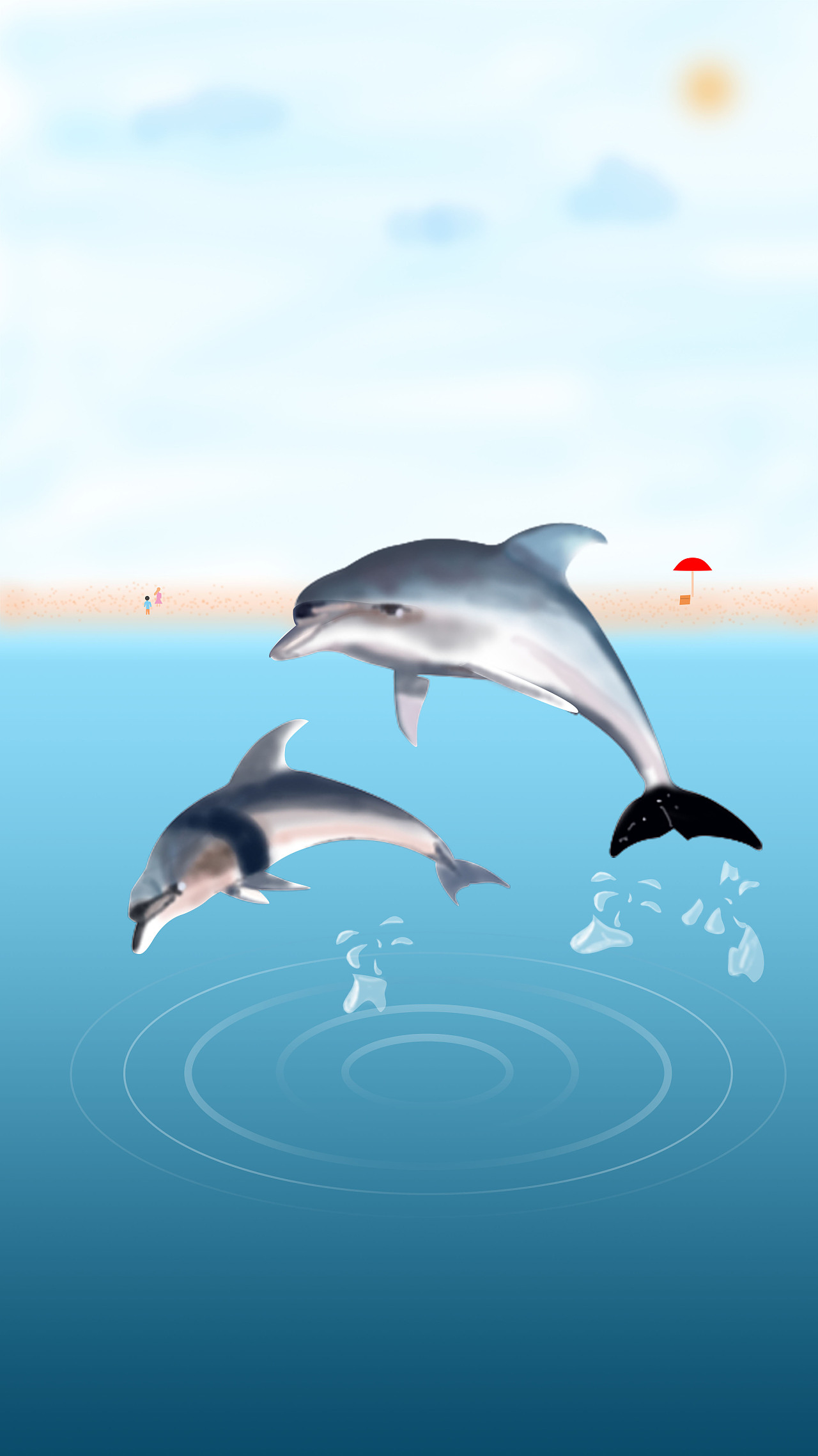 沙滩海豚|插画|插画习作|向日葵的光 - 原创作品 - 站酷 (zcool)
