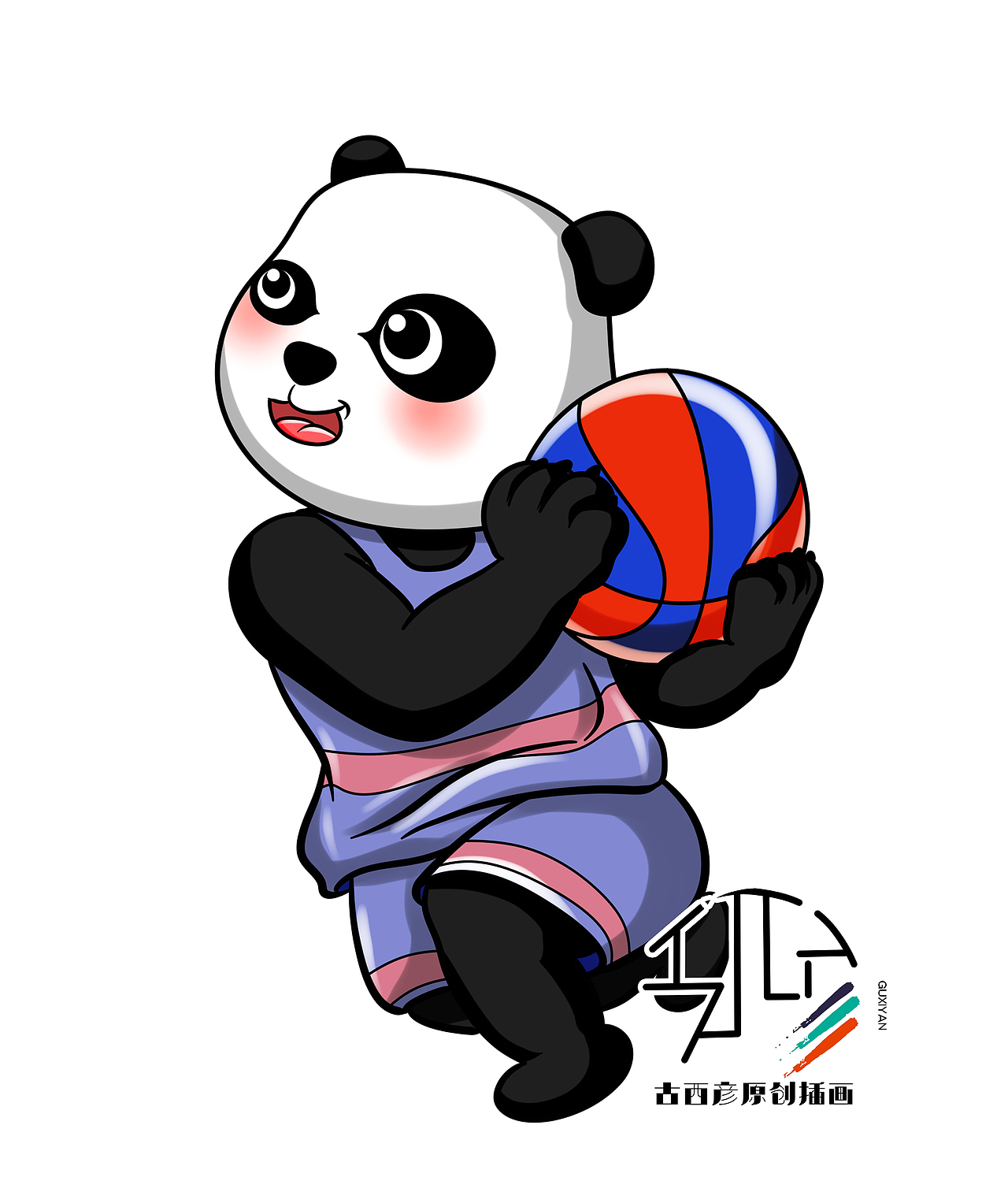 篮球运动熊猫卡通