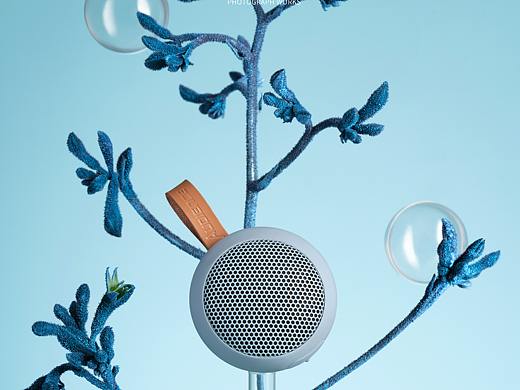 防水低音炮马卡龙色系音响拍摄｜鲜花娇柔氛围感
