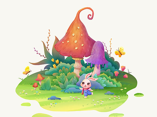 小场景  扁平肌理插画