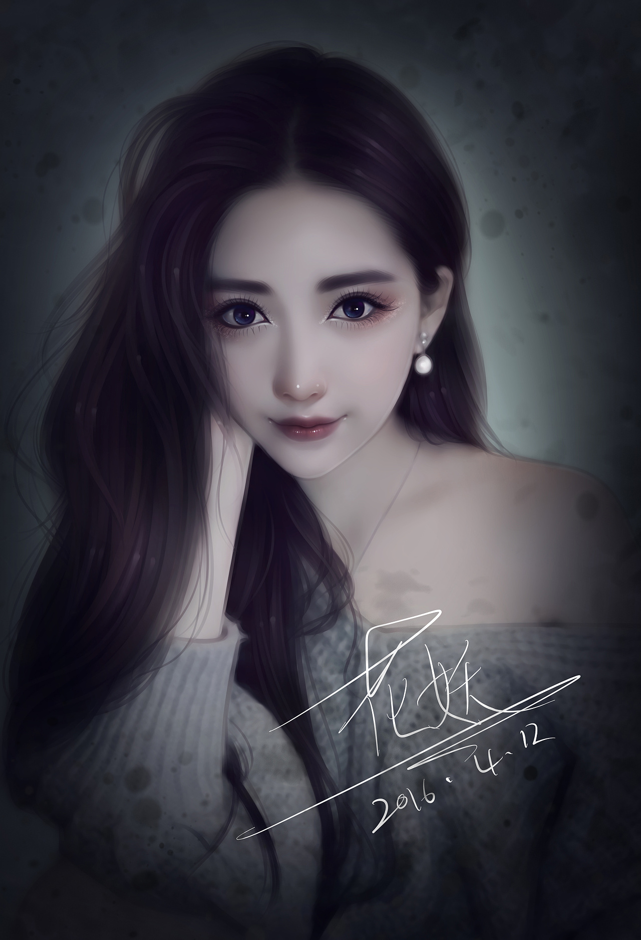 美女照片转手绘暗黑风格