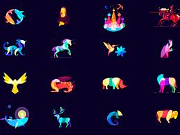 临摹的一组图标和插画