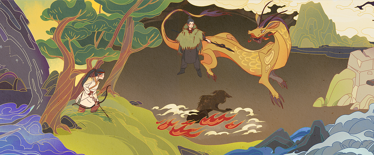 《大禹治水》插图（图ZMjY2NDYzMDYw） - 儿童插画 - 站酷设计师Mandragora647原创素材 - 站酷ZCOOL