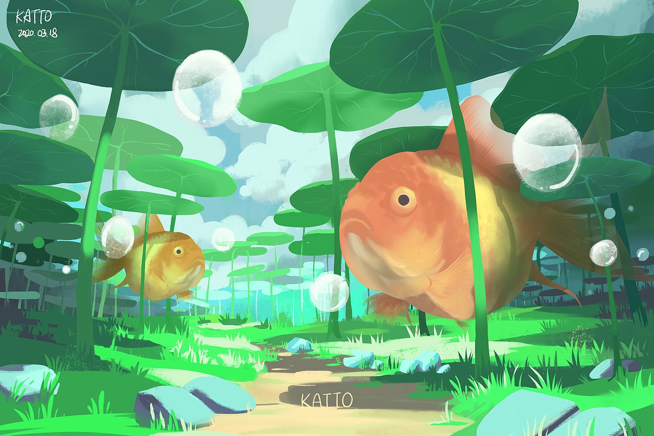 场景插画 鱼（图ZMjAwOTI2OTQw） - 创作习作 - 站酷设计师林Katto原创素材 - 站酷ZCOOL