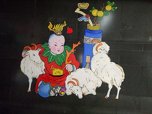 饺子店墙绘年画娃娃墙绘福娃娃墙绘