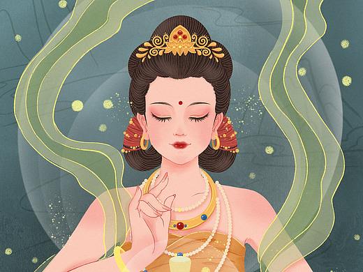 敦煌 美妆产品展示插画