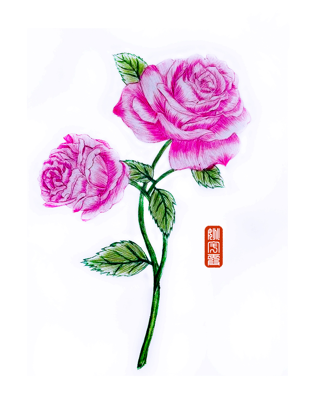 真彩120123八色圆珠笔-- 3只玫瑰花送给你（图ZOTE2MDA0MDQ=） - 绘画 - 站酷设计师宇宙无敌小二逼原创素材 - 站酷ZCOOL