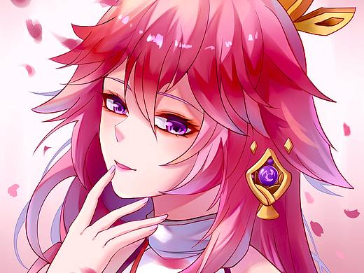 手绘摸鱼八重神子