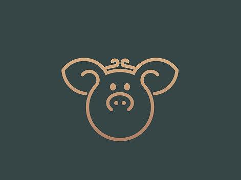 【logo设计】几何线化--猪