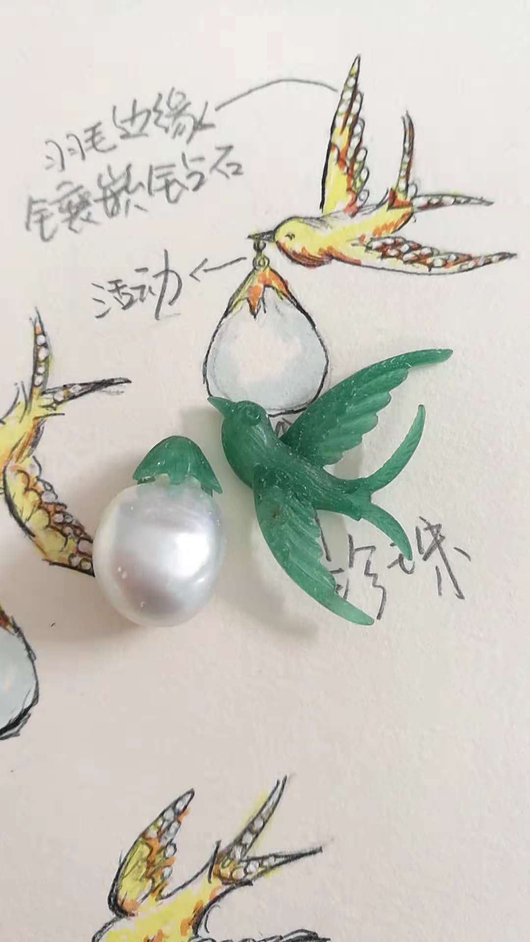 手工制作金燕子胸针过程记录