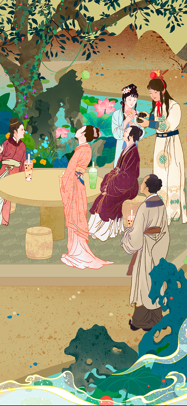 假作真時真亦假，園內(nèi)小趣一場夢。（圖ZMzA2NzkxMTIw） - 商業(yè)插畫 - 站酷設(shè)計師九斤白原創(chuàng)素材 - 站酷ZCOOL