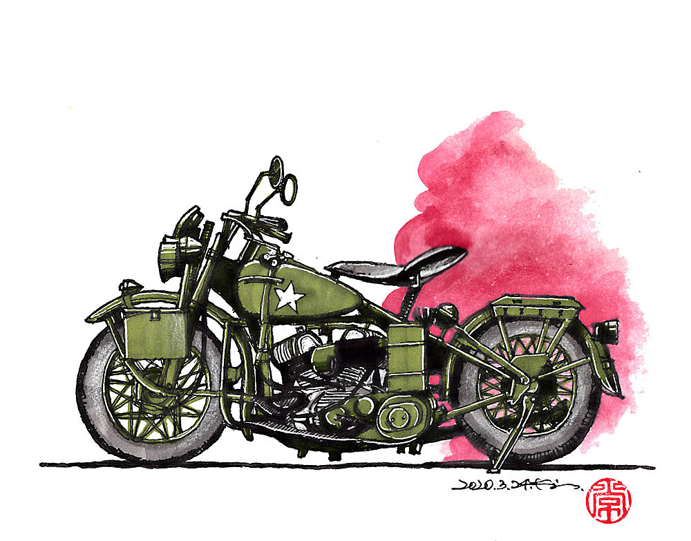 绘车丨复古摩托车|纯艺术|绘画|画设计_原创作品-站酷zcool