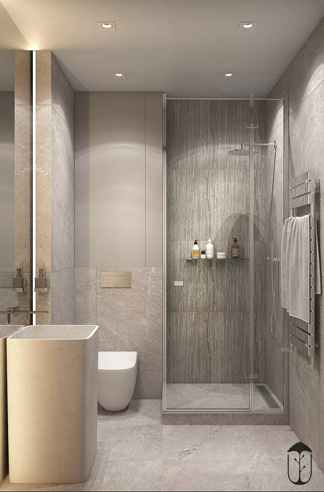 郑州美巢全屋定制180平现代轻奢风格,高级感十足---卫生间