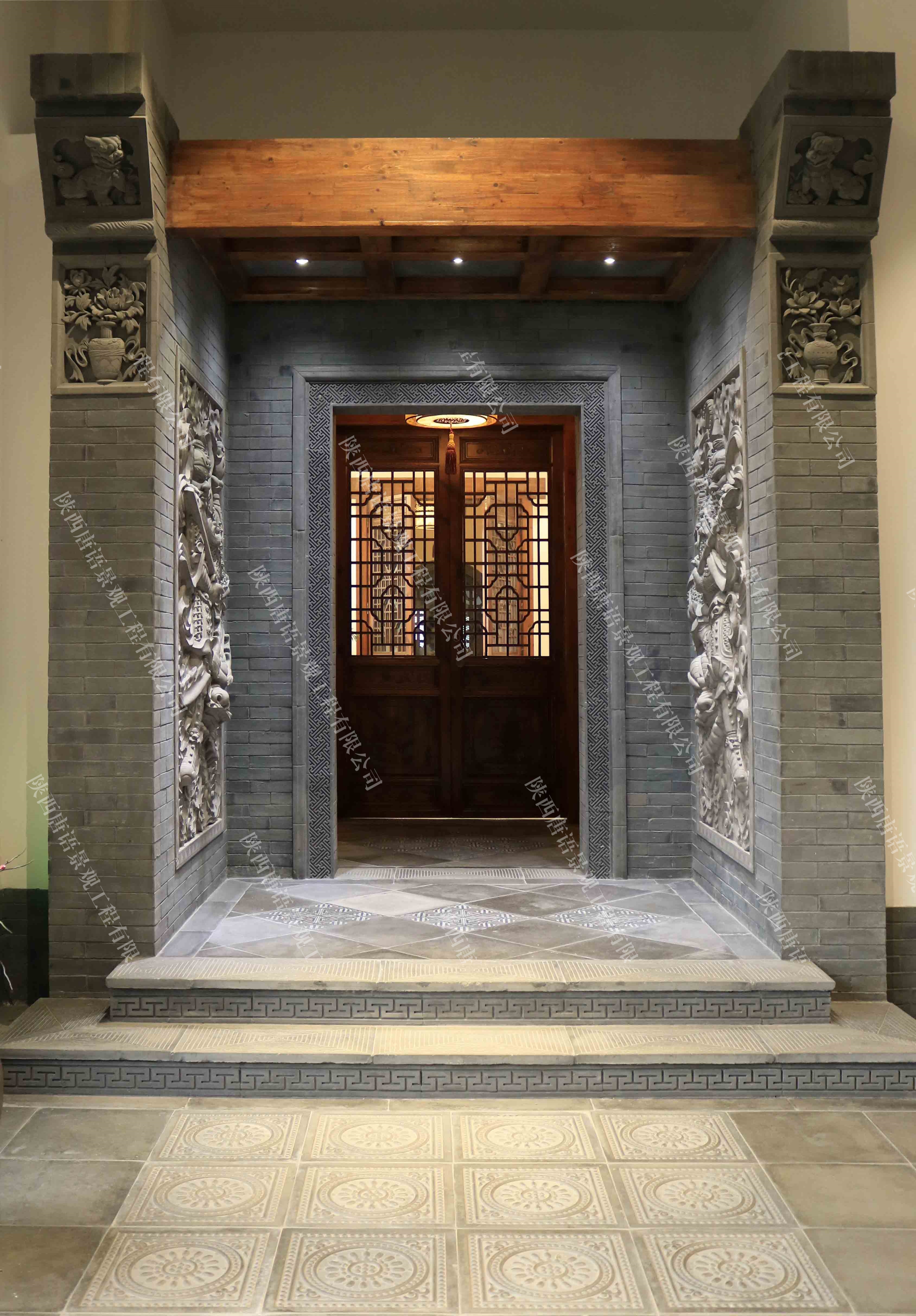 仿古四合院砖雕门头门楼设计实景