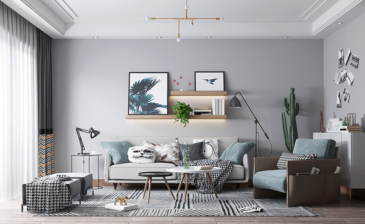 北欧风客厅效果图（图ZMjExMzA0OTIw） - 家装设计 - 站酷设计师效果图施工图婷婷原创素材 - 站酷ZCOOL