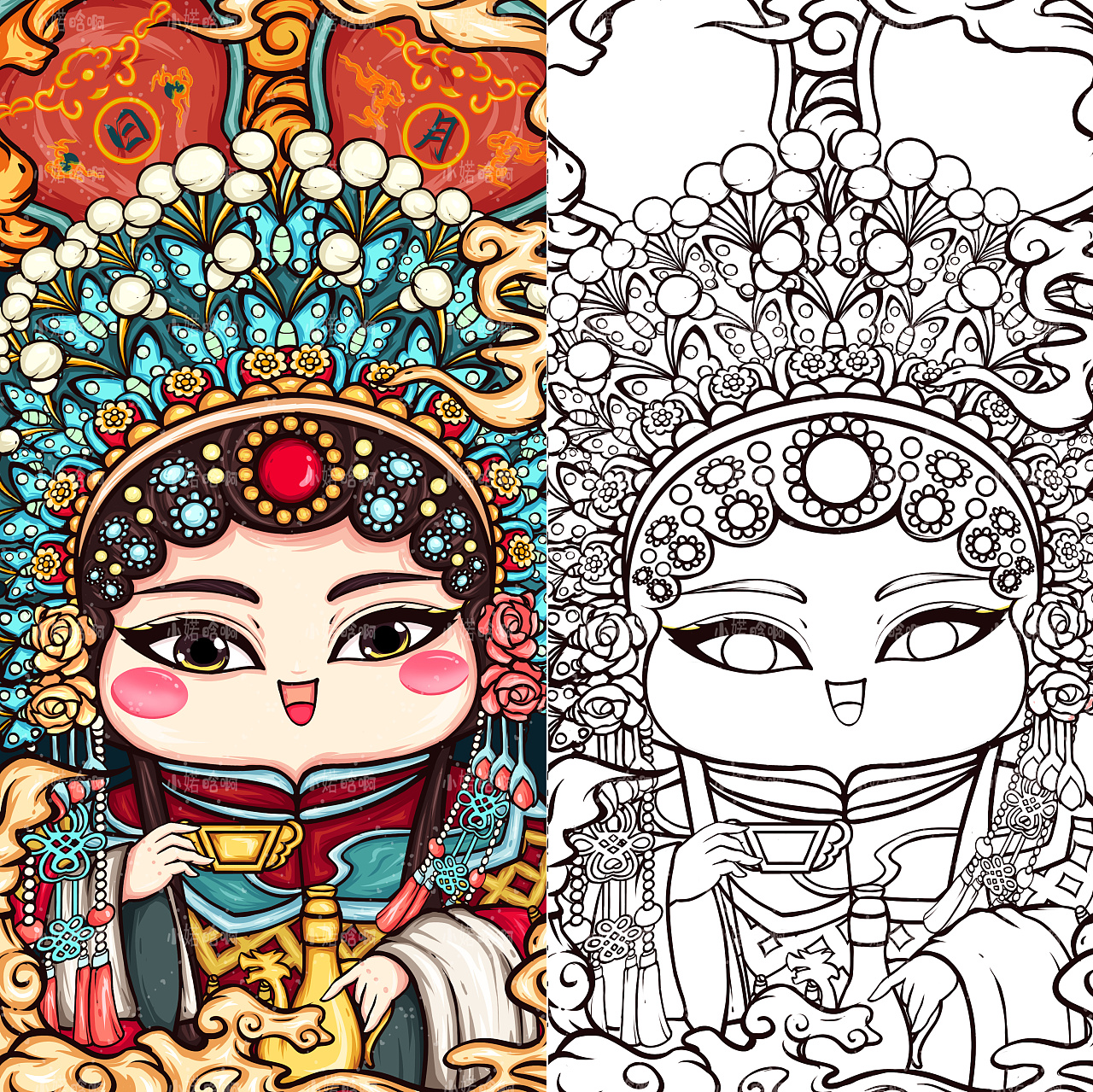 国粹京剧【生旦净丑】|插画|创作习作|小婼晗啊 - 原创作品 - 站酷