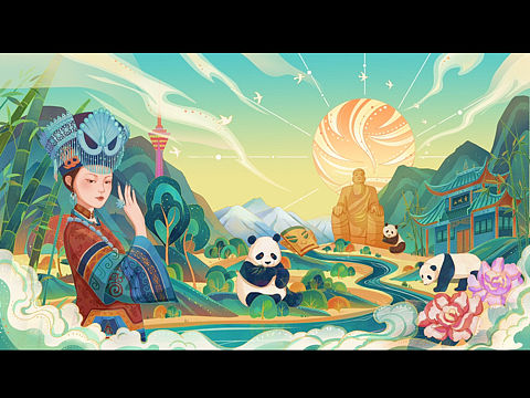 国潮城市插画之四川