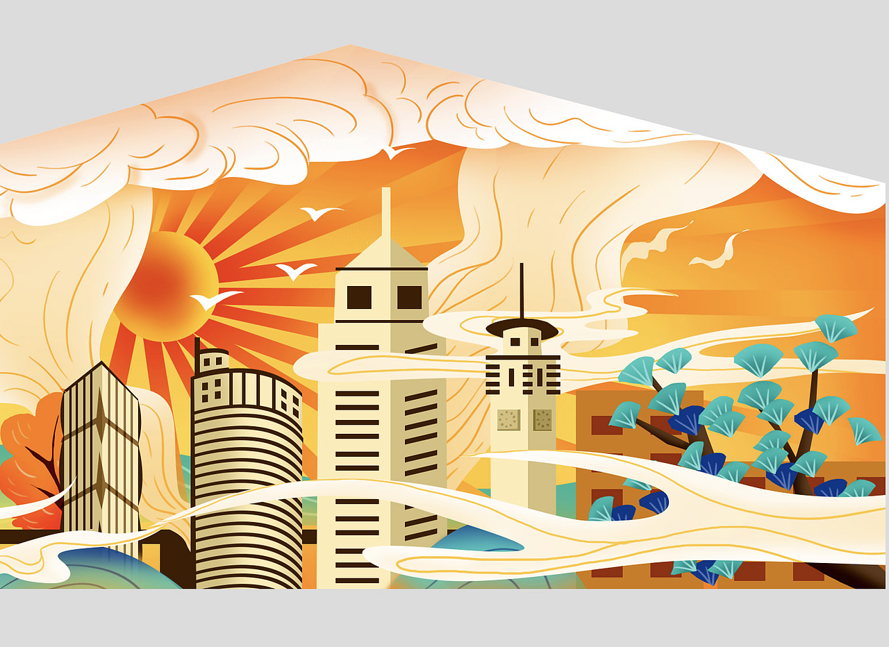 连云港动车主题插画