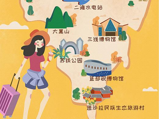 中国四川攀枝花系列插画