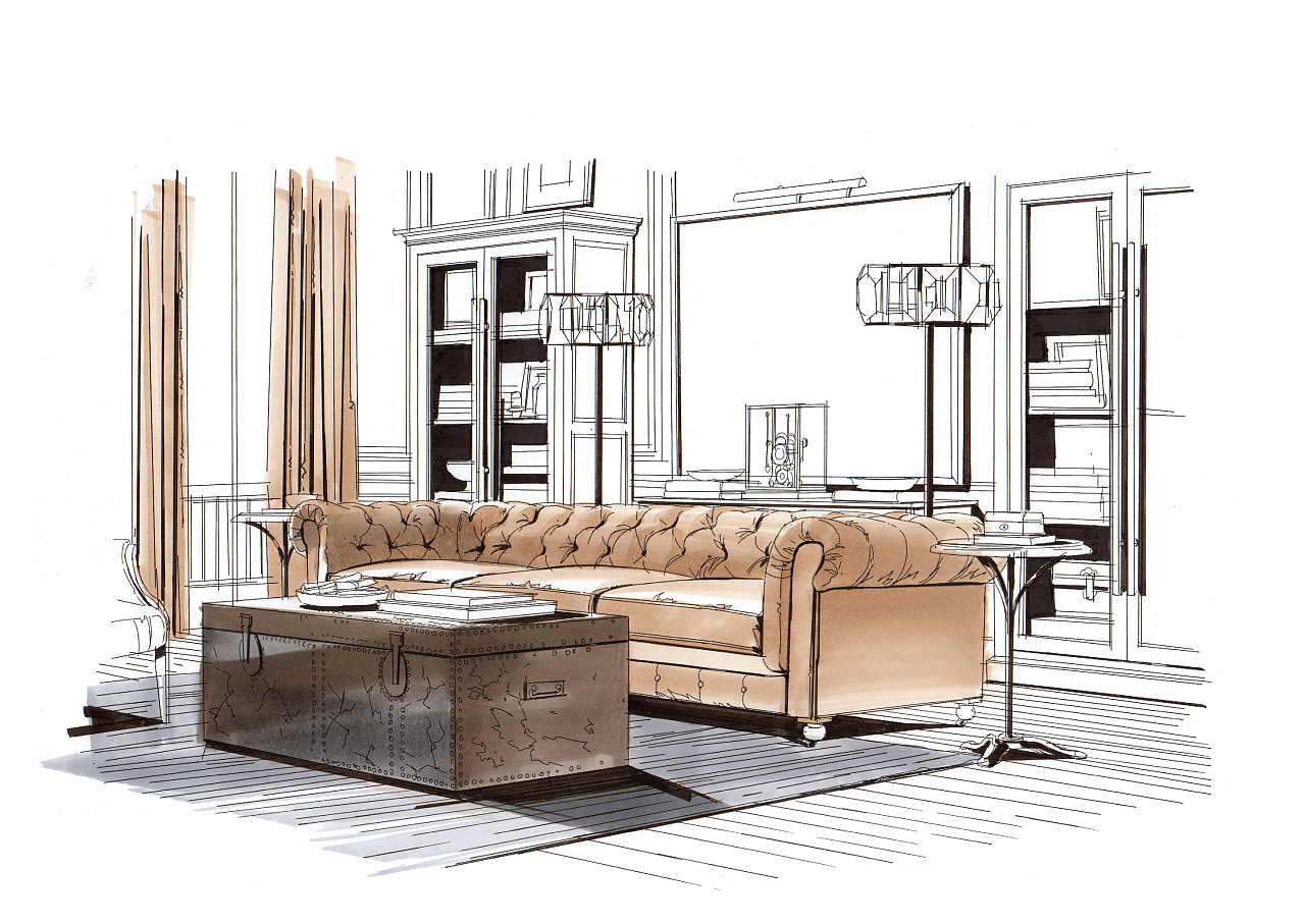 室内手绘空间步骤图上色欣赏(五)