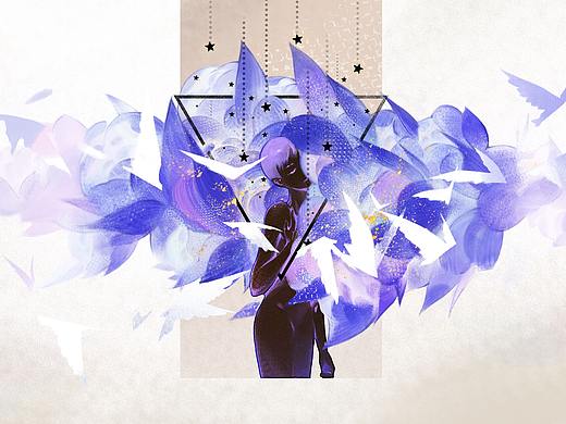 《繁》——人物与植物构图作业