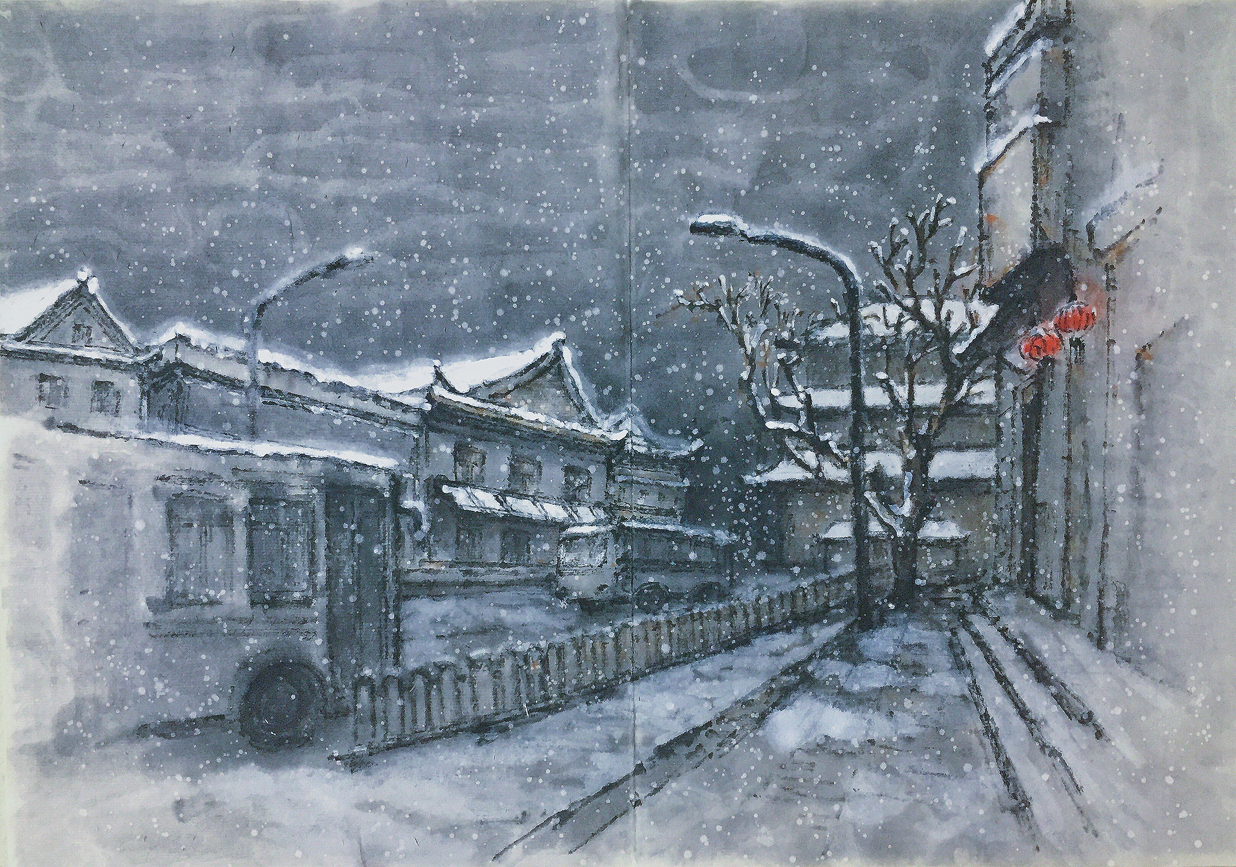 鼓楼|纯艺术|国画|可爱的花子 - 原创作品 - 站酷 (zcool)