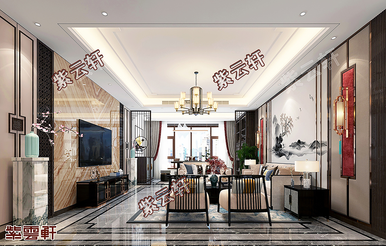 如诗如画般的别墅中式装修客厅，充满古典韵（图ZMjYyOTk5NjE2） - 家装设计 - 站酷设计师紫云轩中式原创素材 - 站酷ZCOOL