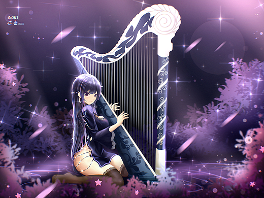 迎宾竖琴1080秃头打工人粘土手工 仙女竖琴安小染创意手工灯