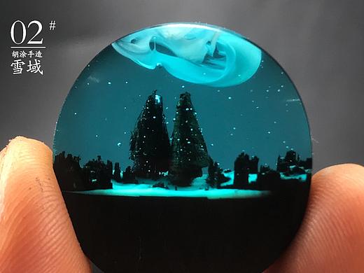微景观星空雪山吊坠,胡涂手造