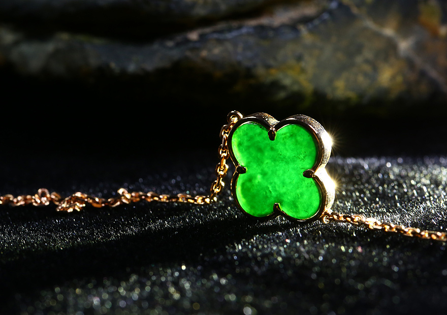 翡翠摄影-【幸运】墨翠四叶草手链