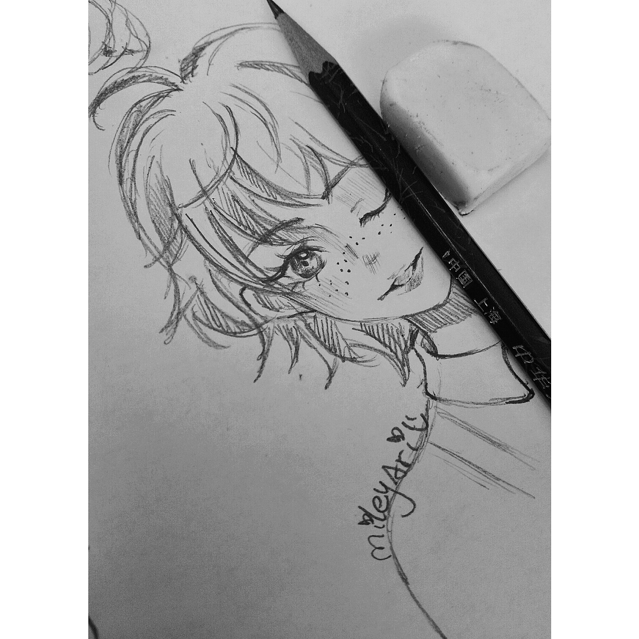 铅笔手绘练习(日漫类)|动漫|单幅漫画|mileyari肉丸子 - 临摹作品