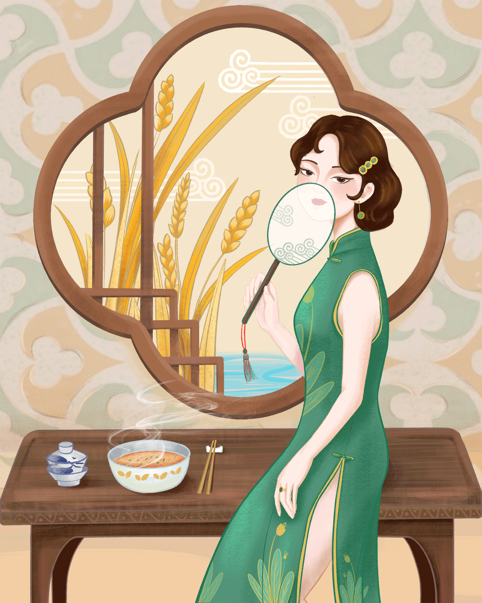 民国美女插画-中华米粉