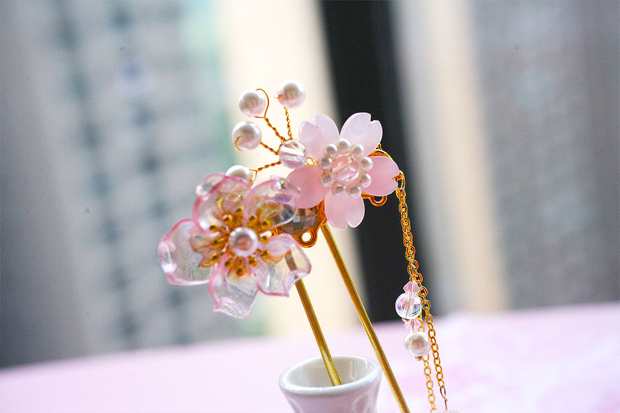 最近做的一对簪 (桃璃樱)