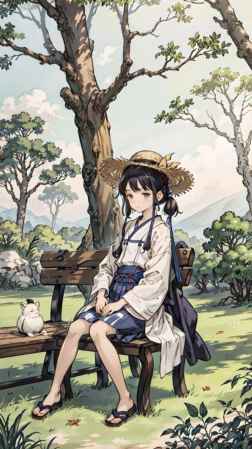 乡间的草帽女孩