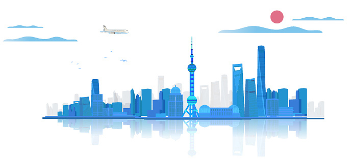 上海城市天际线矢量插画