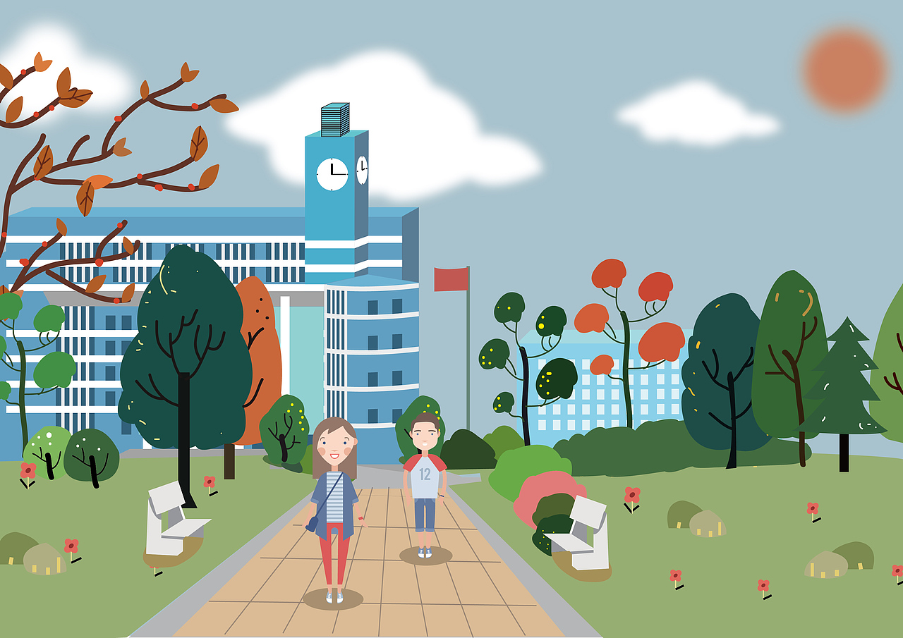 学校建筑插画