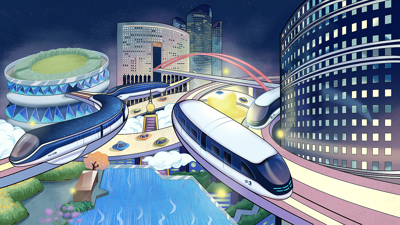 比亚迪——"筑梦云端,城就未来"插画参赛稿