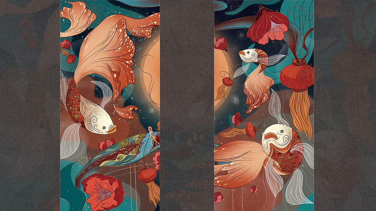 2021首幅插画~《乐鱼》