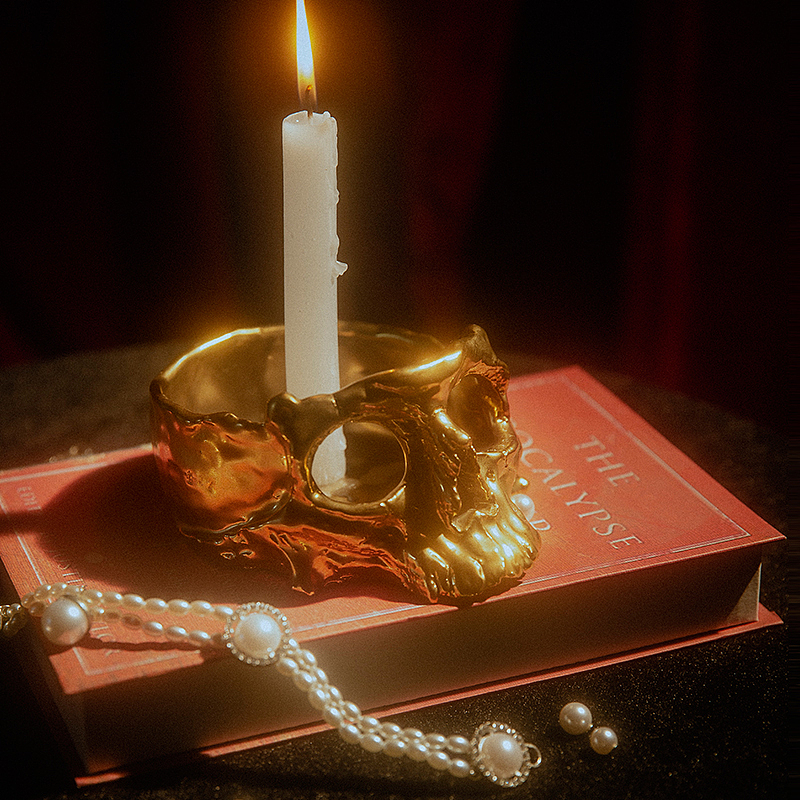 【SKULL】骷髅 暗黑系1300°电镀金属色陶瓷烟灰缸摆件