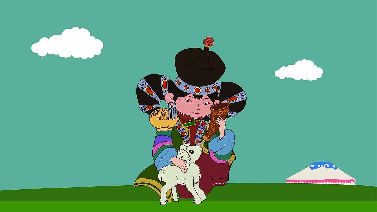 蒙古族生活习俗插画