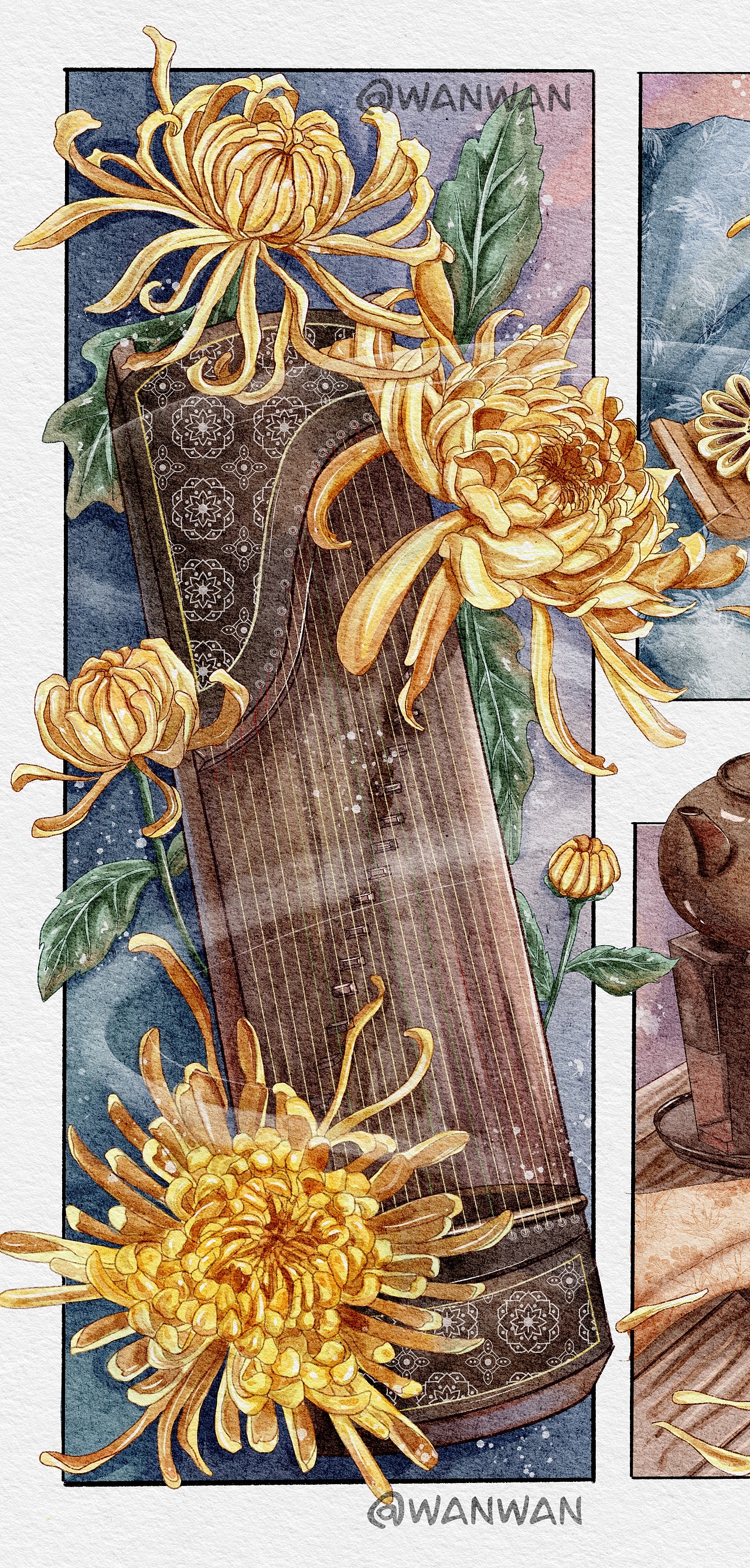 原创分镜插画｜十二花神之九月菊花（图ZMzE4NTkxMDg0） - 艺术插画 - 站酷设计师Z20490682原创素材 - 站酷ZCOOL